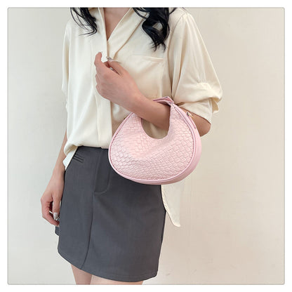 Luna Hobo - Cream Woven Shoulder Bag with Gold Lock