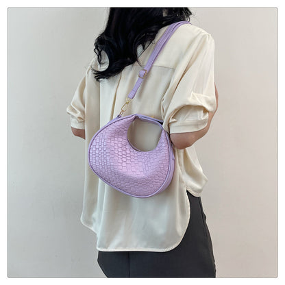 Luna Hobo - Cream Woven Shoulder Bag with Gold Lock