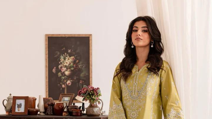 Olive Aura - Premium Embroidered 2-Piece Co-ord Set