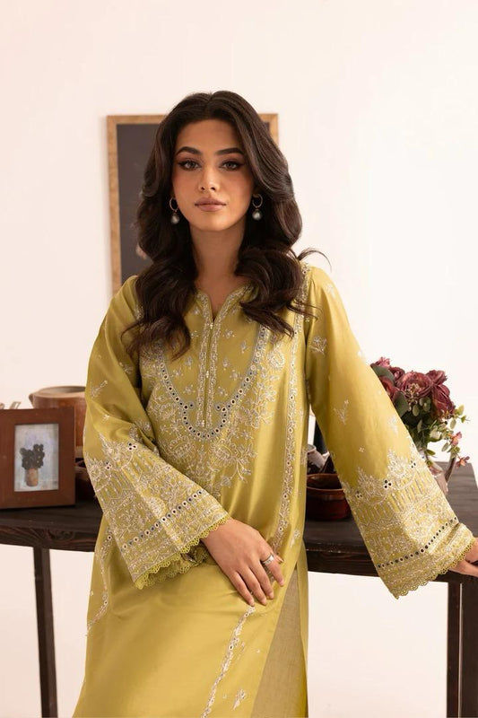 Olive Aura - Premium Embroidered 2-Piece Co-ord Set