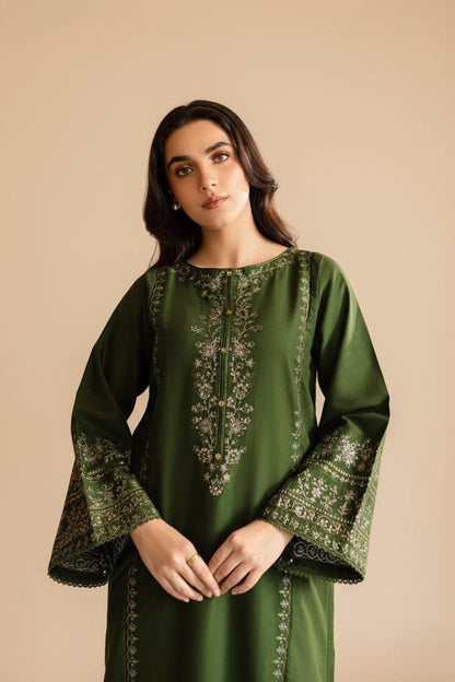 Emerald Heritage - Forest Green Embroidered 2-Piece Set