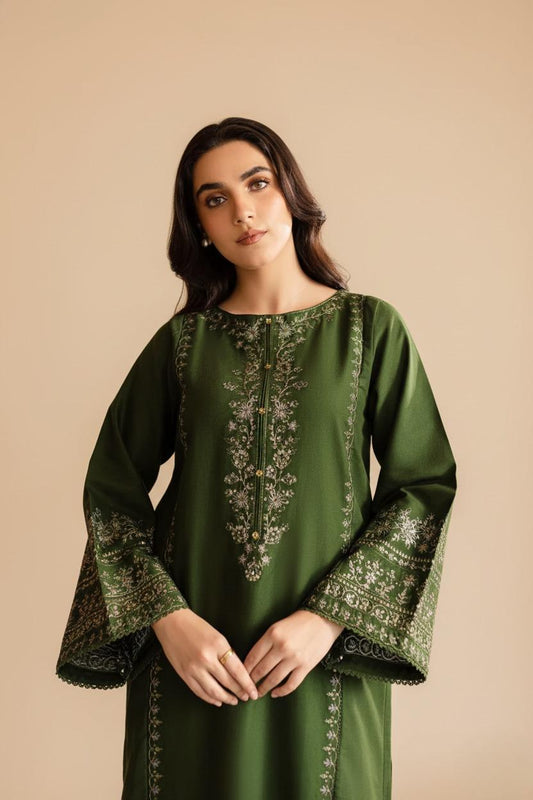 Emerald Heritage - Forest Green Embroidered 2-Piece Set