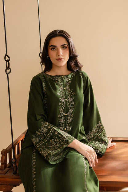 Emerald Heritage - Forest Green Embroidered 2-Piece Set