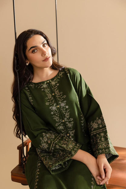 Emerald Heritage - Forest Green Embroidered 2-Piece Set