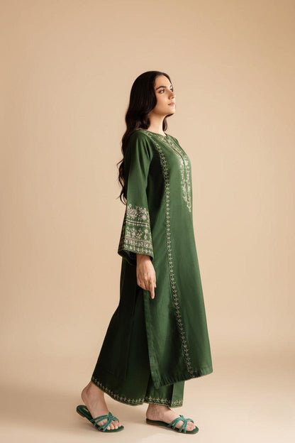 Emerald Heritage - Forest Green Embroidered 2-Piece Set