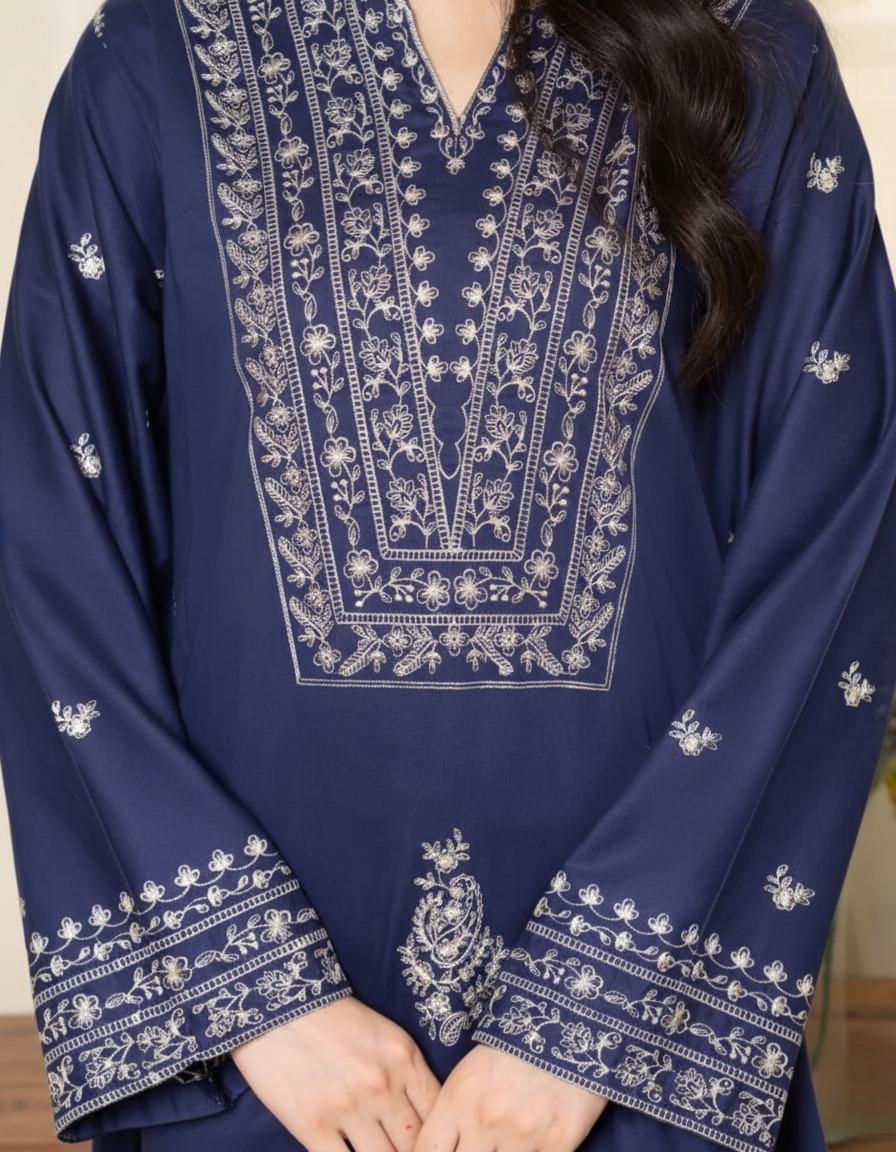 Midnight Azure - Navy Blue Embroidered 2-Piece Kurta Set