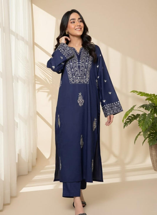 Midnight Azure - Navy Blue Embroidered 2-Piece Kurta Set