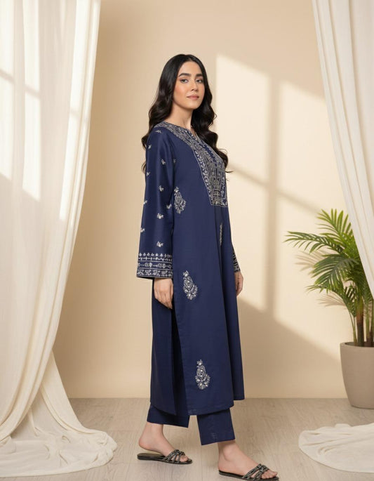 Midnight Azure - Navy Blue Embroidered 2-Piece Kurta Set