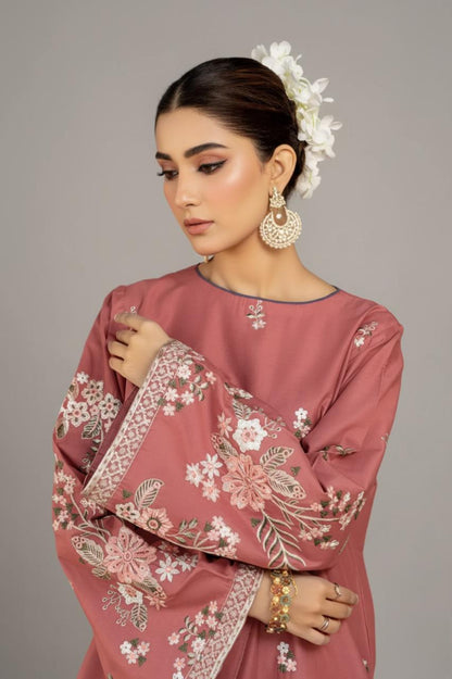 Blush Harmony - Dusty Pink Floral Embroidered 2-Piece Set